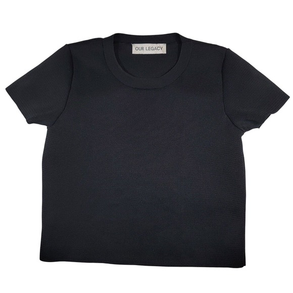 Our Legacy Tops - OUR LEGACY Knitted Cropped T-Shirt Women's Sz 38 Small Black Performance Poly
